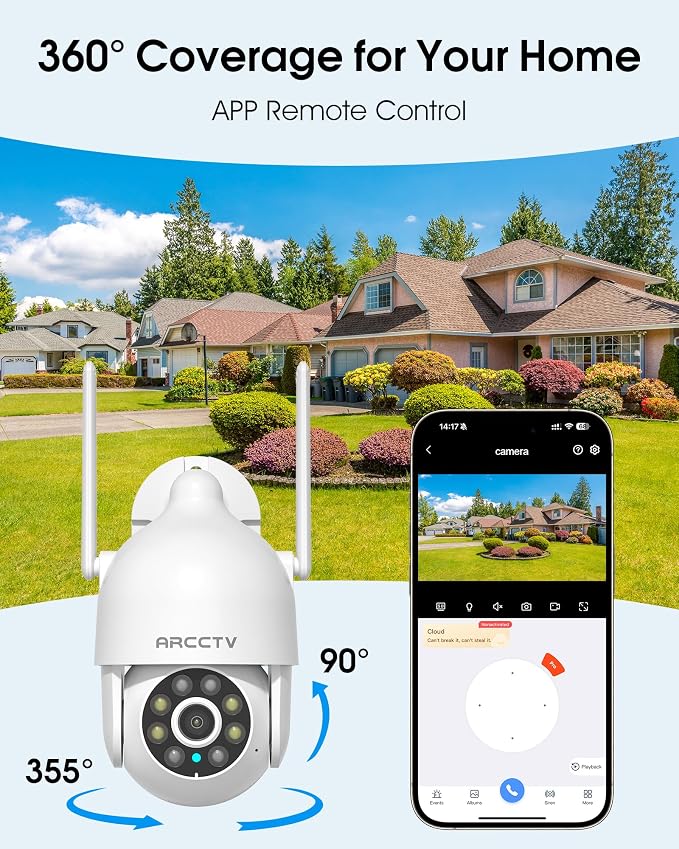 ARCCTV 2K Security Camera Outdoor, 2.4G/5G WiFi 24/7 Recording Security Camera - Image 2