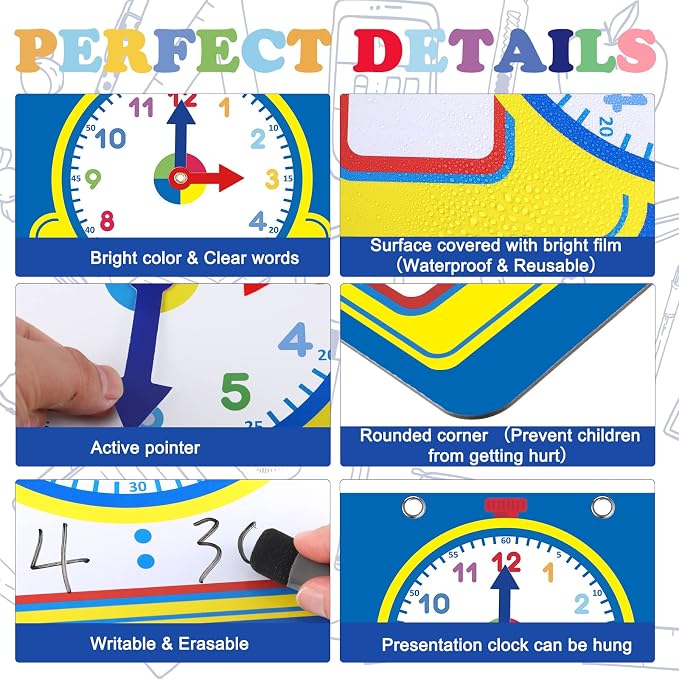 Junkin 25 Pcs Teaching Clock Kit, Learning Clocks - Image 3