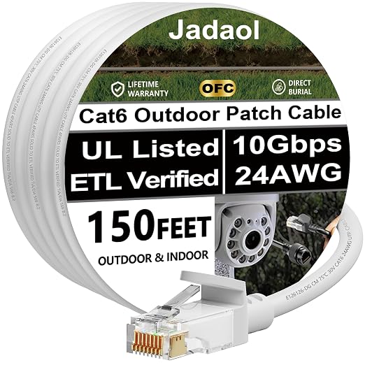 Jadaol Cat 6 Ethernet Cable 150ft, Outdoor&Indoor, Support Cat8/7 Network LAN by Jadaol