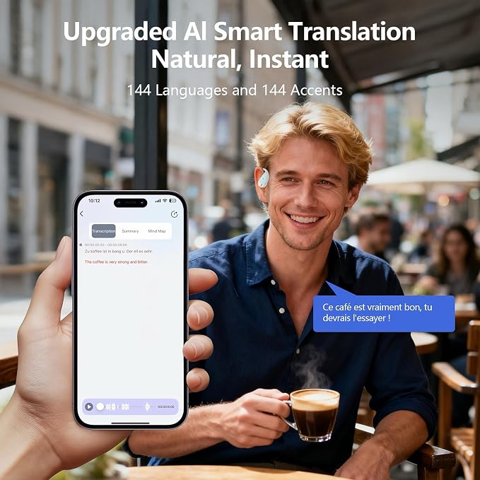 AI Open Ear Earbuds Translation Headphones, Real-Time 2-Way Language Translator - Image 3