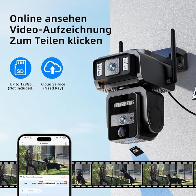 AJ19 Outdoor Solar Wireless Home Security Camera, 2.4GHz WiFi, Dual Lens 360° - Image 9