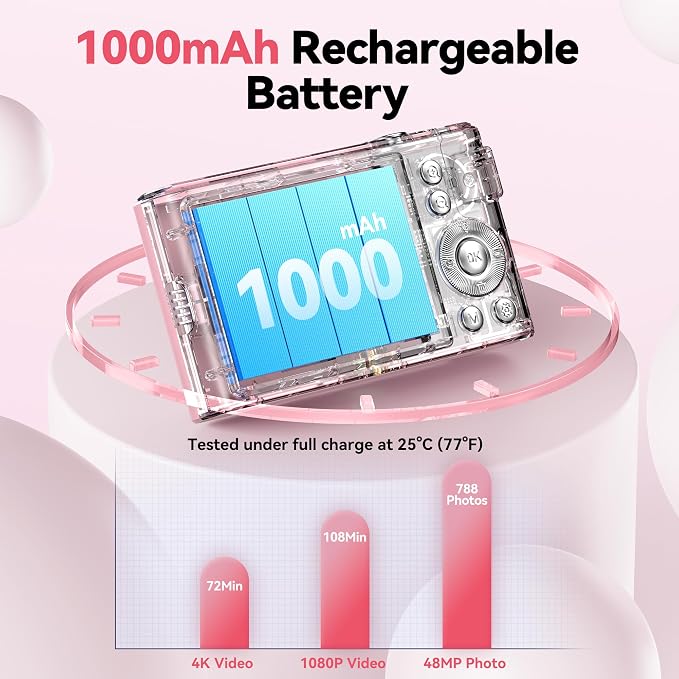 Digital Camera 4K for Kids: 48MP Pink Camera for Teens Photography - Image 5