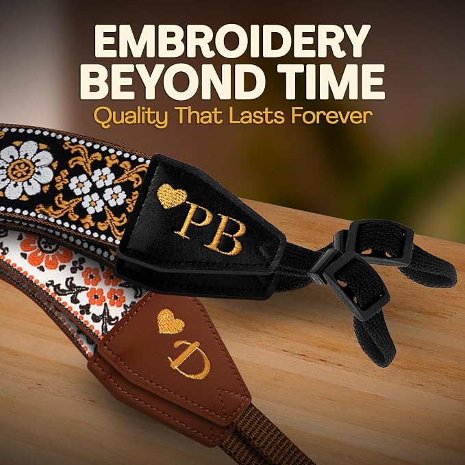 Art Tribute Personalized Camera Strap Orange Flowers - Image 5