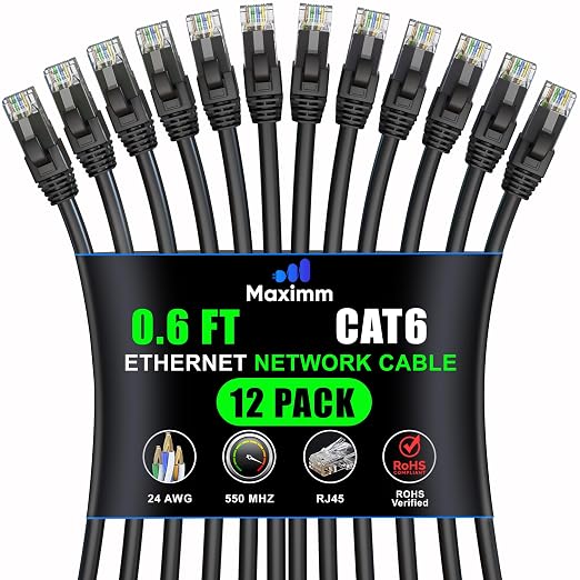 Maximm Cat 6 Ethernet Cable 0.6 ft by MaximmCable