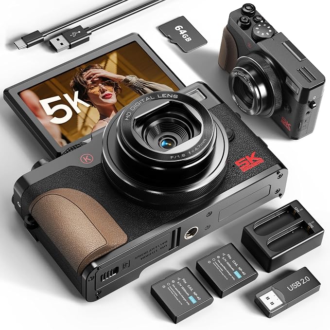 True 5K 64MP Digital Camera for Photography, Autofocus 18X Zoom, Comes by NBDDIGITAL