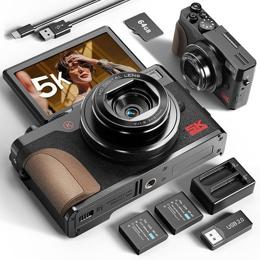 True 5K 64MP Digital Camera for Photography, Autofocus 18X Zoom, Comes by NBDDIGITAL