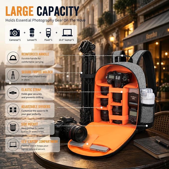 Camera Backpack for Photographers, DSLR Camera Bag - Image 2