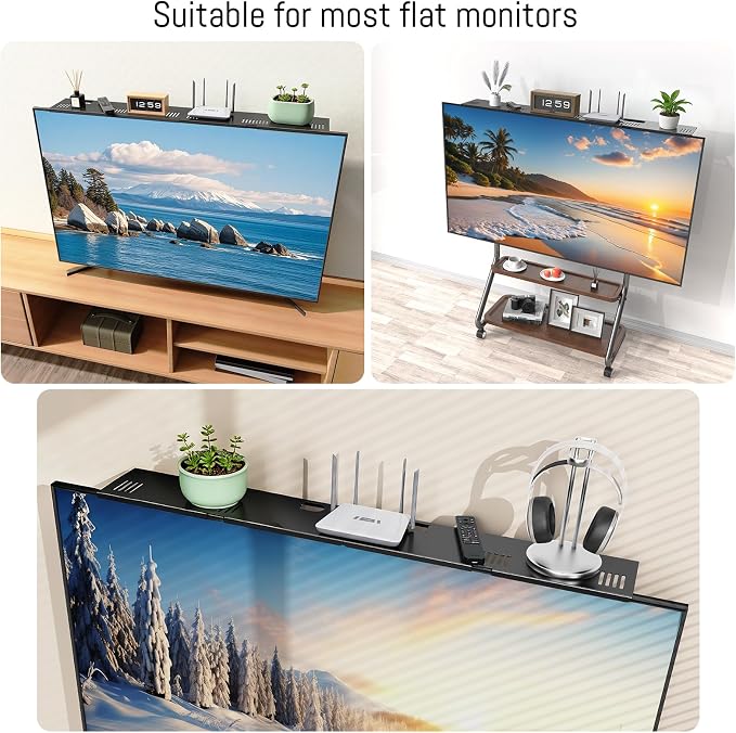 CABTE Adjustable Steel TV Top Shelf, Floating TV Stand, Universal Monitor Shelf - Image 7