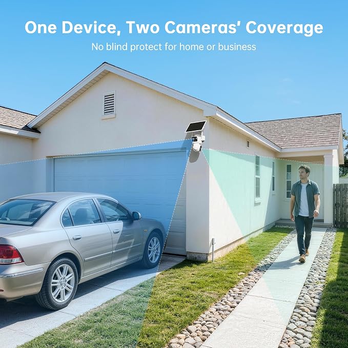 SEHMUA Dual-Lens Solar Security Cameras Wireless Outdoor, 2 Pack, 2K+2K Dual - Image 2