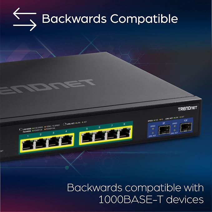 TRENDnet 10-Port Multi-Gig Web Smart PoE+ Switch, 8 x 2.5GBASE-T PoE+ Ports - Image 4