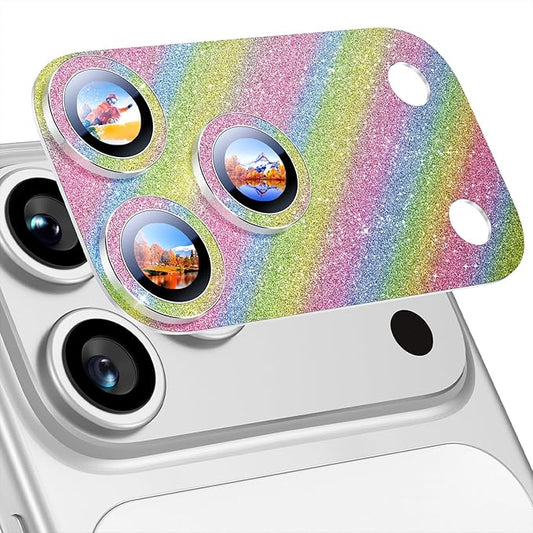Uyiton for iPhone 17-Pro Camera-Lens Protector: Bling Metal Tempered Glass Rear by Uyiton