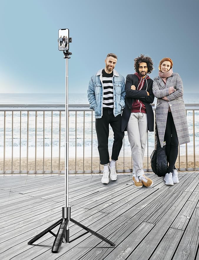 71" Phone Tripod & Selfie Stick, All in One Extendable Cell Phone Tripod - Image 9