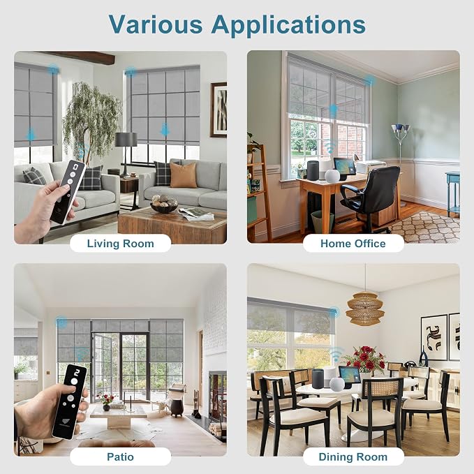 SmartWings Motorized Light Filtering Roller Shades 60% Blackout Work - Image 4