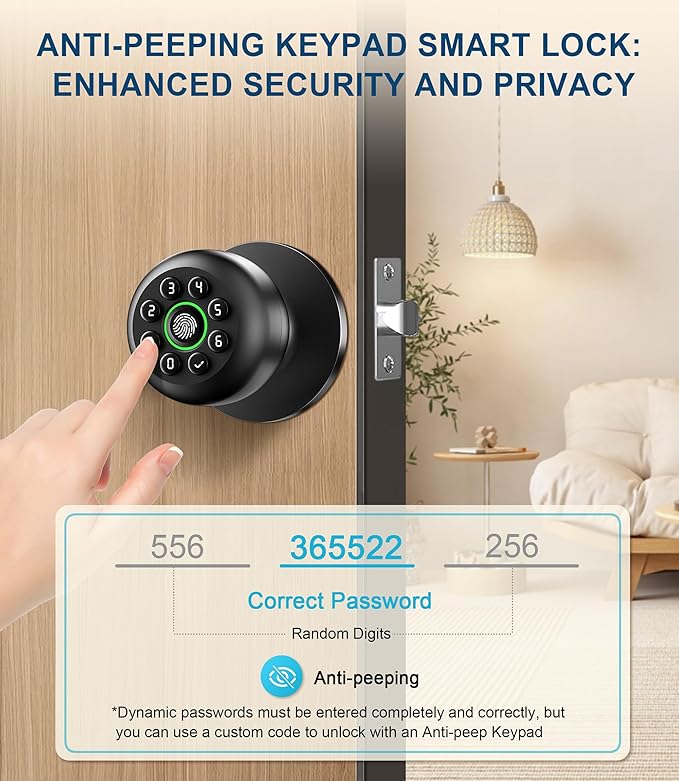 Fingerprint Door Lock, Smart Fingerprint Door Knob - Image 3