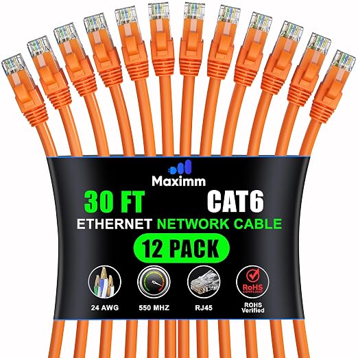 Maximm Cat 6 Ethernet Cable - 30 ft - High-Speed LAN by MaximmCable