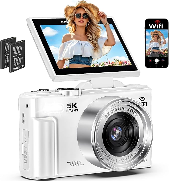 5K Digital Camera for Photography, 75MP WiFi Vlogging Camera for YouTube by Unknown