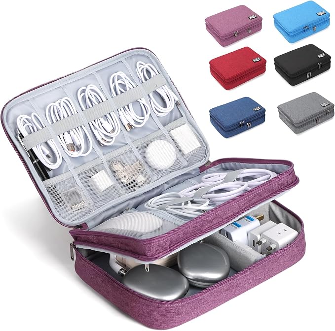 Large Electronic Organizer Travel Case, Double Layer Tech Accessories Bag by Unknown