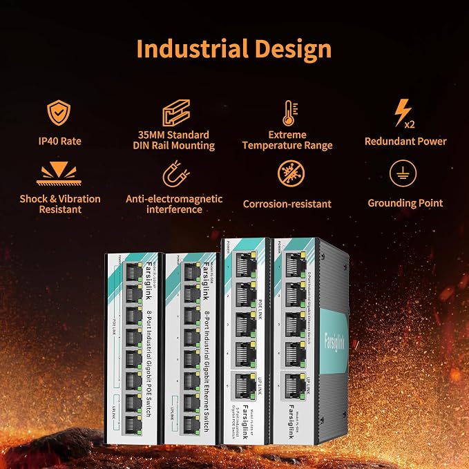 8-Port Industrial Gigabit DIN-Rail Mini Switch, 2 Gigabit Uplink Port, 16Gbps - Image 7