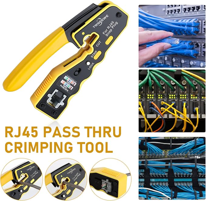 RJ45 Crimp Tool Kit Pass Through Ethernet Crimper - Image 2