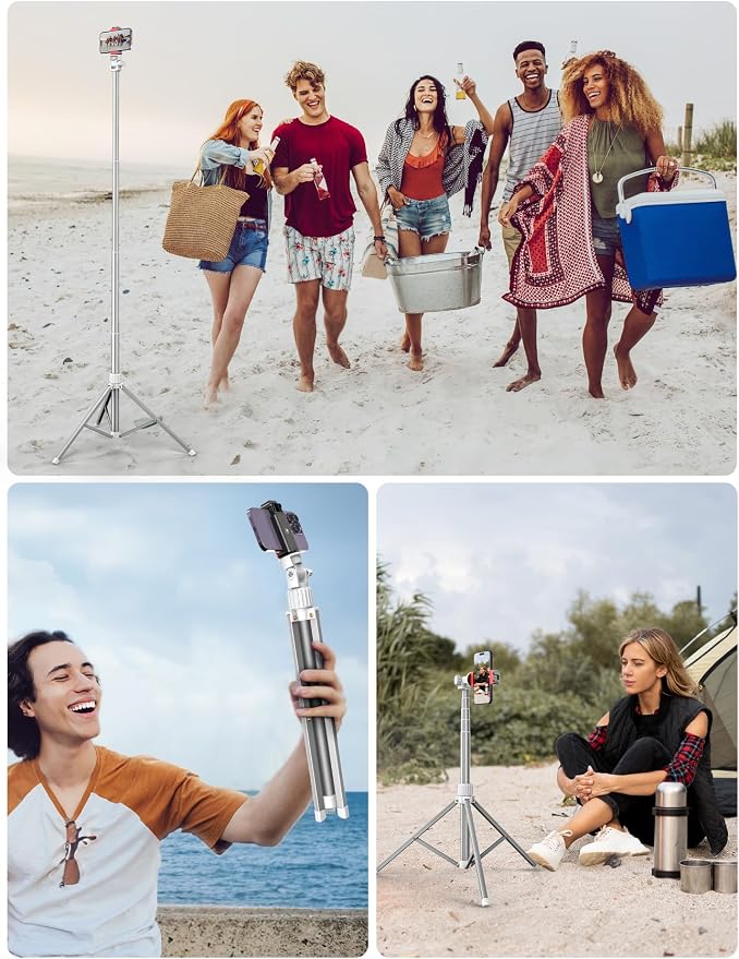 71'' Phone Tripod Stand, Extendable Reinforced Aluminum Phone Stand - Image 6