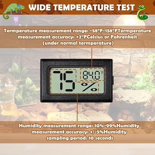 Reptile Thermometer and Humidity Gauge, Bearded Dragon Tank Accessories - Image 2