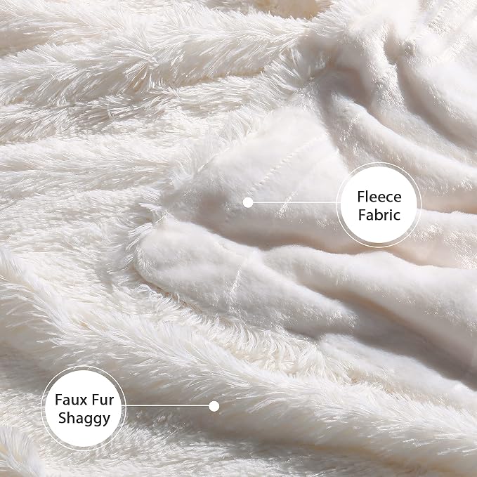 Tuddrom Decorative Extra Soft Fuzzy Faux Fur Throw Blanket 50" x 60", Solid - Image 6