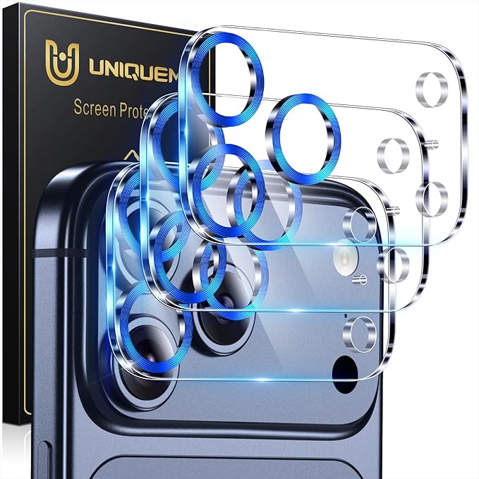 UniqueMe 3 Pack Compatible for iPhone 17 Pro Max Camera Lens Protector by UniqueMe
