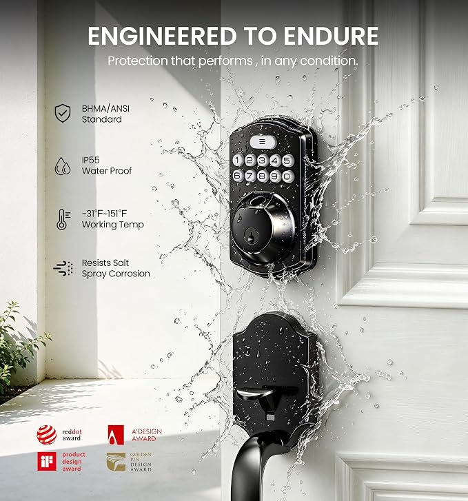 Veise VE012W-H WiFi Smart Front Door Lock Set, Built-in WiFi, App Remote & - Image 9