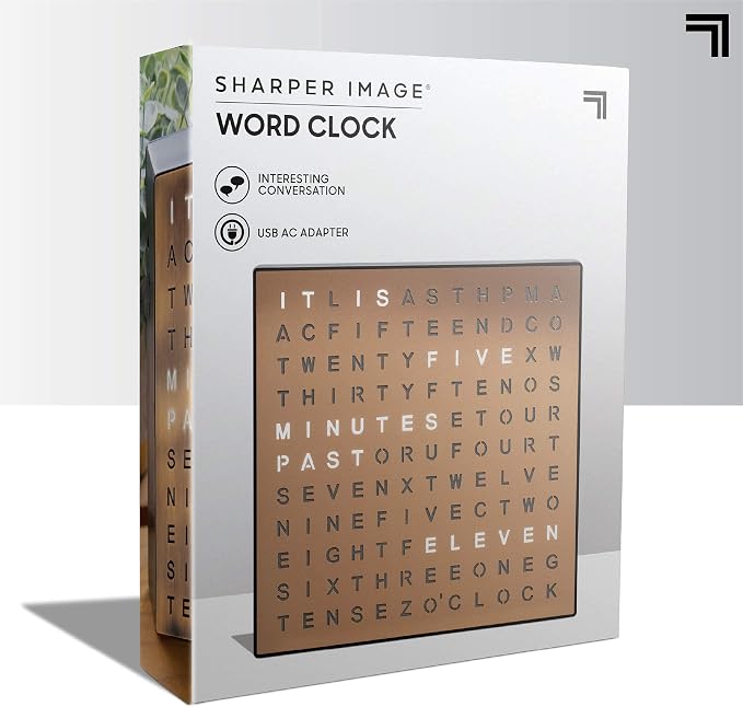 Sharper Image LED Word Digital Clock, Copper Finish, Light-Up Desk & Wall Clock - Image 8