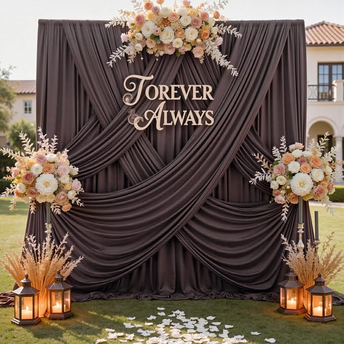 50ft x 12ft Brown Backdrop Curtains by CO-AVE