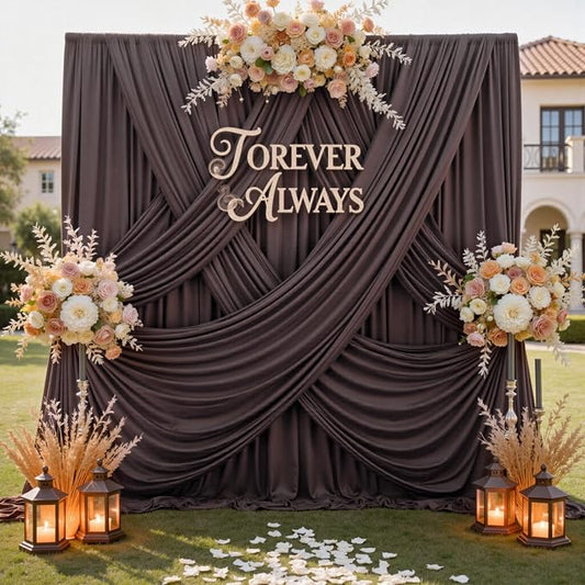 12ft x 10ft Brown Backdrop Curtains by CO-AVE
