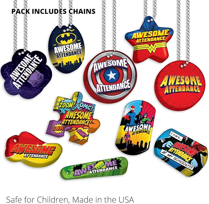 Brag Tags Awesome Attendance Heroes Value Pack to Improve Students' School & - Image 6