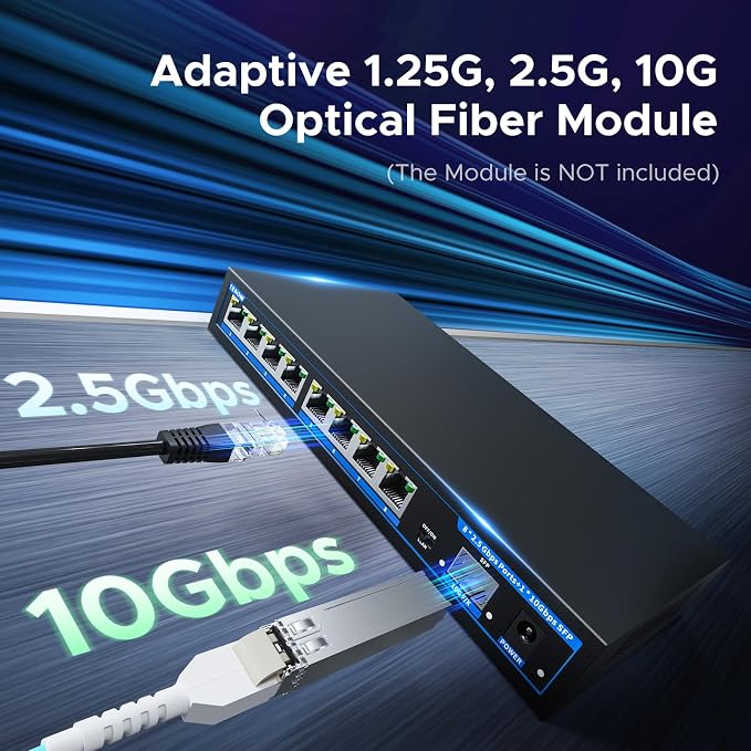 8 Port 2.5Gb Switch with 1*10G SFP+, TEROW 8 x 2.5Gb Base-T & 1 x 10Gbs SFP+ - Image 7
