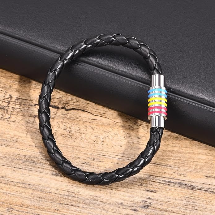 Nanafast Titanium Stainless Steel Rainbow LGBT Pride Bracelet Handmade Braided - Image 3