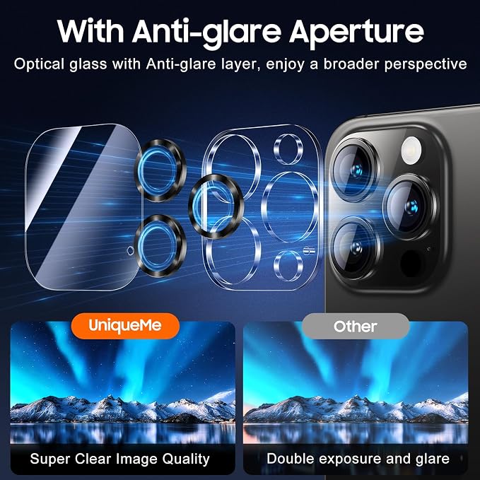 UniqueMe Compatible for 3 Pack iPhone 15 Pro/iPhone 15 Pro Max Camera Lens - Image 4