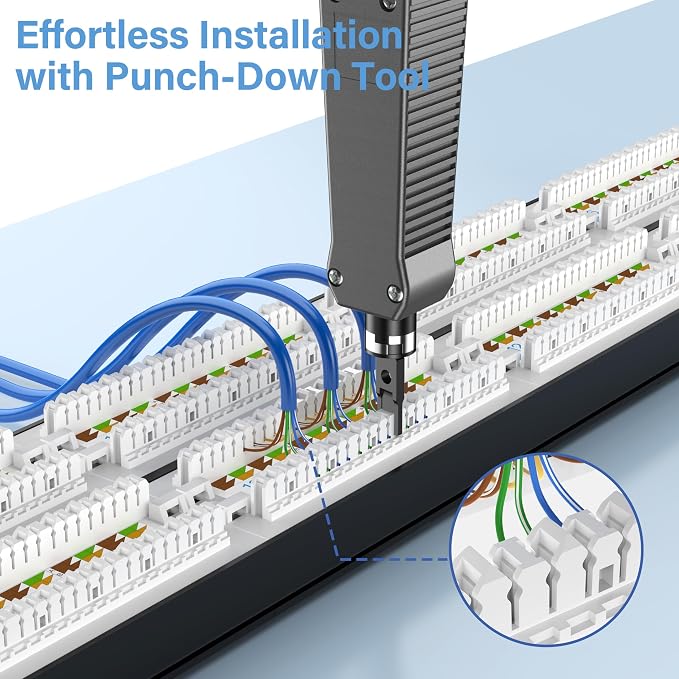 Jadaol 48 Port Cat6 Patch Panel, 2U 19 Inch Rackmount Punch Down Network Panel - Image 4
