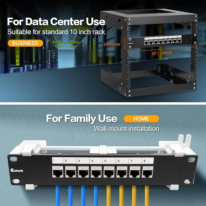8 Port Patch Panel CAT7 Keystone Coupler Shielded Wall Mount 10inch - Image 5