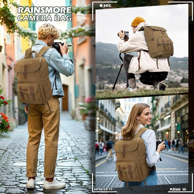 RAINSMORE Camera Bag Backpack for DSLR/SLR Mirrorless 15.6 Inch Laptop Camera - Image 7