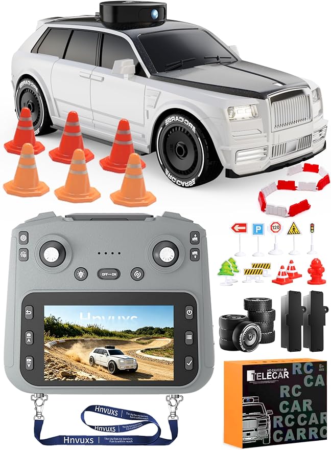 RC Car with Camera and 4.5" Screen, 1080P FPV Remote Control Car with Rotating by Hnvuxs