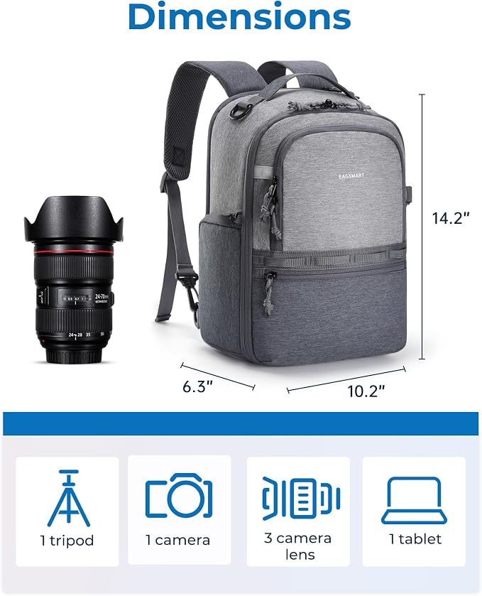 BAGSMART Camera Backpack, DSLR SLR Small Camera Bags - Image 6