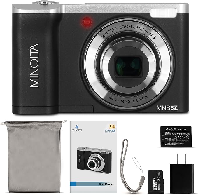 Minolta 56MP Dual Lens Digital Camera – 5X Optical Zoom, 5K Ultra HD Video - Image 2