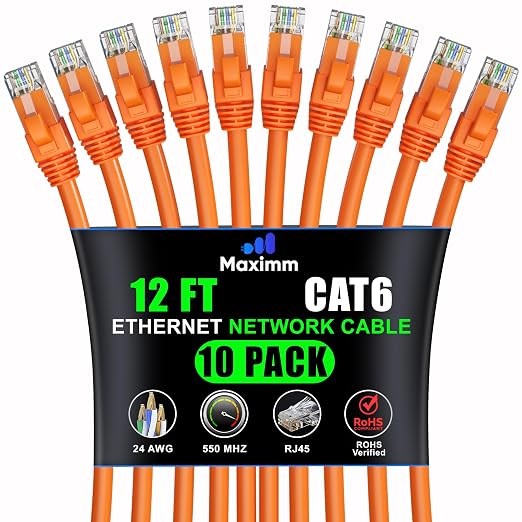 Maximm Cat 6 Ethernet Cable 12 ft by MaximmCable