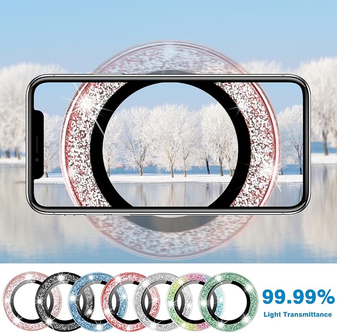 Compatible with iPhone 15 & 15 Plus Camera Lens Protector, Bling Glitter 9H - Image 3
