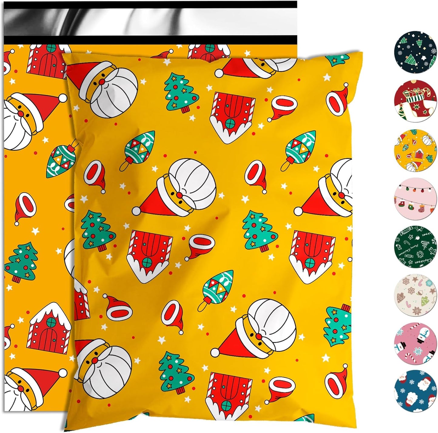 Christmas Poly Mailer - 12x15.5 Inch, Waterproof Shipping Bags - 50 Pcs, Tear-Resistant, Santa Claus Printed