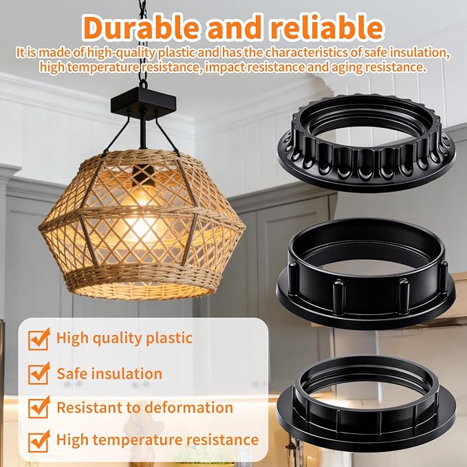 9 PCS E26/E27 Lamp Shade Rings - Image 3