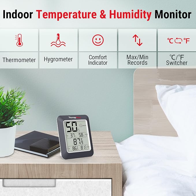 TempPro TP50W 3 Pieces Digital Hygrometer Indoor Thermometer Room Thermometer - Image 2