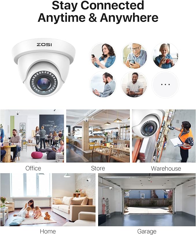 ZOSI 4Pack 2.0MP HD 1080P Security Cameras Kit, 80ft Night Vision, Indoor - Image 7