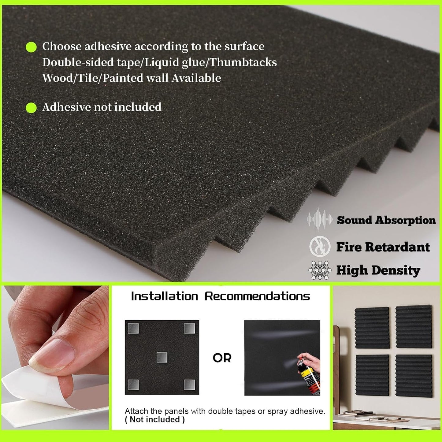 100 Pack Sound Proof Foam Panels for Walls 12x12x1 Inches, Wedges Acoustic Panels Sound Absorbing, Acoustic Foam Panels for Recording Studio, Home, Office, Easy Install, No Adhesive Included