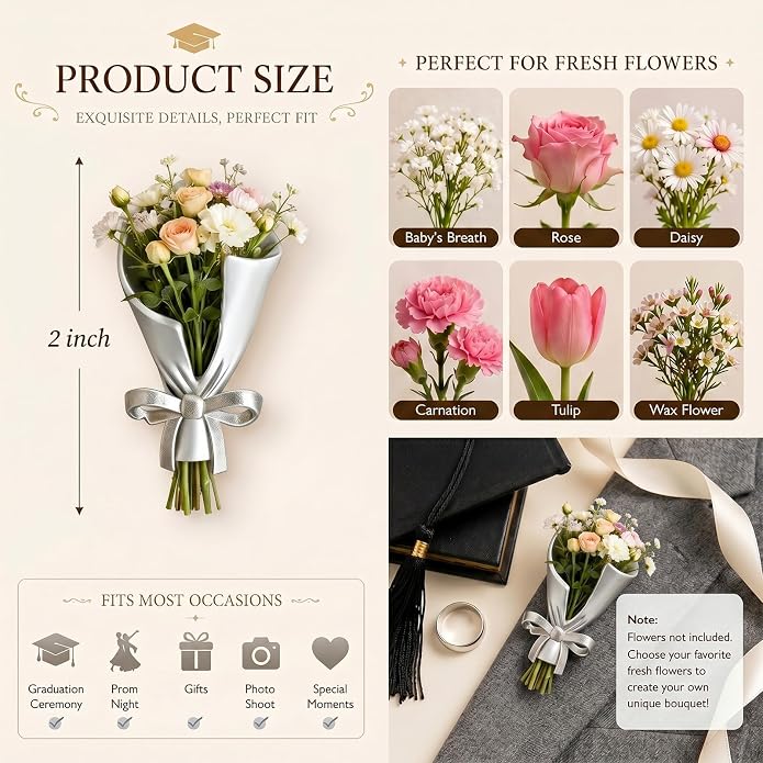 Flower Holder Brooch Pin for Women Flower Vase Brooch Back to School Teacher - Image 6