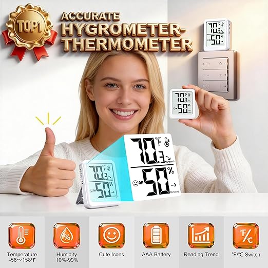 2-Pack Room Thermometer Indoor Hygrometer - Image 3